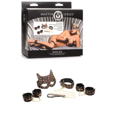 Master Series Wild Sex 7 Piece Jaguar Print Bondage Set