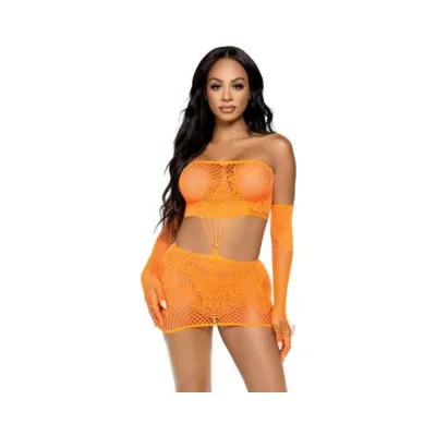 Strap Lace Tube Dress gloves 2pc Os Orng