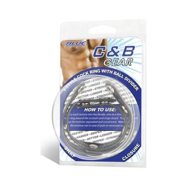 C & B Gear V-Style Cock Ring with Ball Divider Black