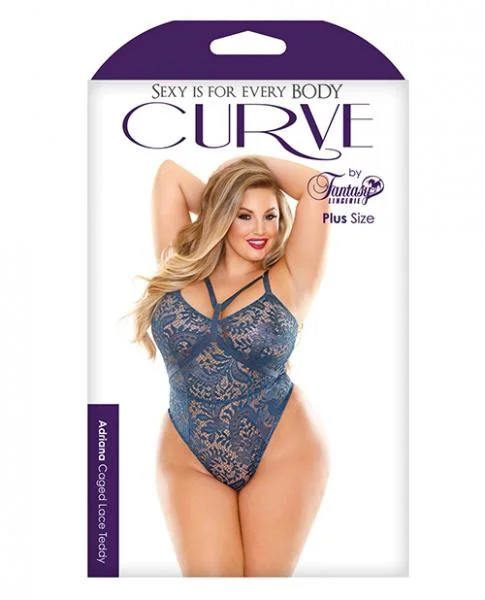 Curve Adriana Caged Lace Teddy Blue 3X/4X