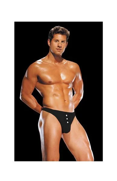 Male power e-z access button thong large/x large - black