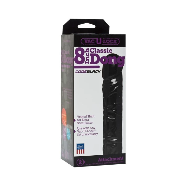 Vac-U-Lock 8" CodeBlack Classic Dong - Black