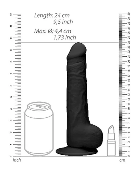 Silicone Dildo With Balls - Black - 9.4 Inch