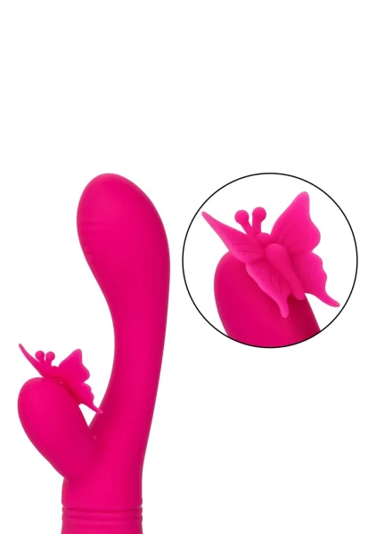 Rechargeable Butterfly Kiss Silicone Flutter Dual Stimulation Vibrator By CalExotics - Pink