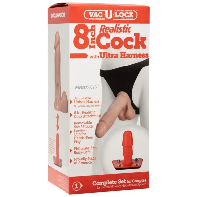 VacULock Ultra Harness 2 And Plug With 8 Inch Realistic Cock