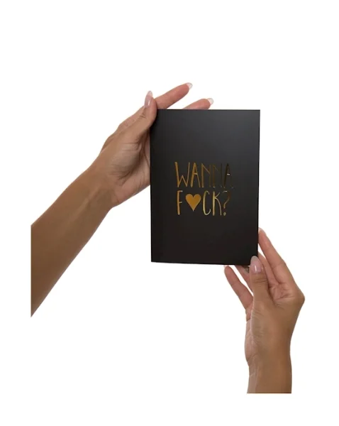 Wanna Fuck?...me Too Greeting Card - Black / Gold