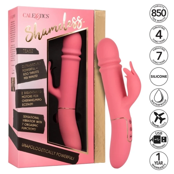 Shameless Tease Powerful Silicone Rabbit Style Thrusting Vibrator By CalExotics