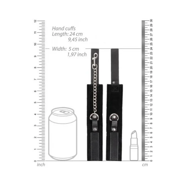 Ouch! Black & White Velcro Collar With Leash And Wrist Cuffs With Adjustable Straps Black