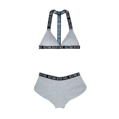 Ribbed Knitted Bra Set L XL