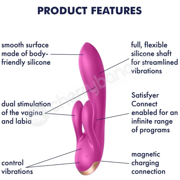 Satisfyer Double Flex G-Spot & Clitoris Flexible Purple Rabbit With App Control