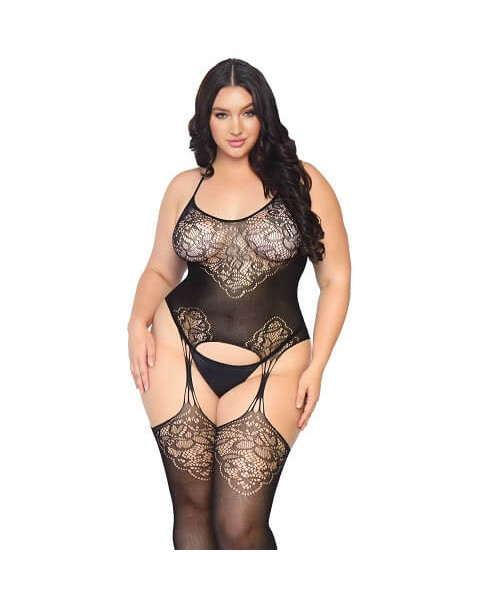Leg Avenue Lace Suspender Bodystocking Plus Size