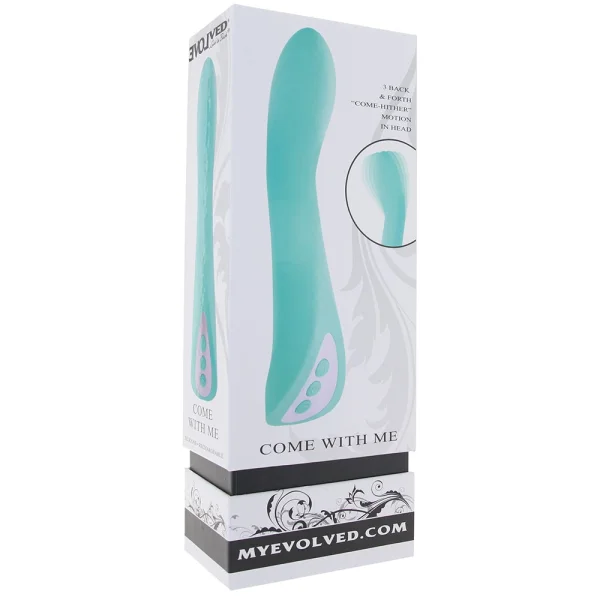 Come With Me Rechargeable Silicone G-Spot Vibrator With Come Hither Motion By Evolved Novelties - Green