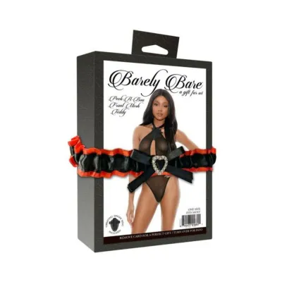 Barely Bare Peek a boo Front Mesh Teddy Black Os