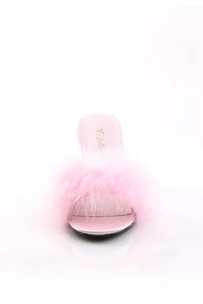 Amour 3" Heel Pink Marabou Puff Slipper By Fabulicious by Pleaser
