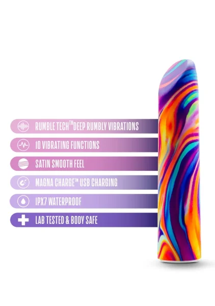Limited Addiction Psyche Rechargeable Waterproof Power Vibe By Blush - Rainbow