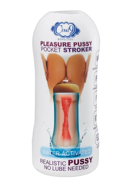Pleasure Pussy Pocket Stroker Water Activated - Tan