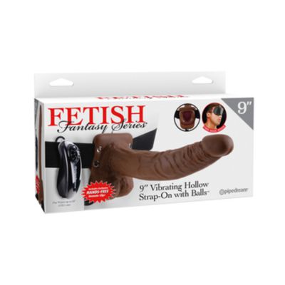 Fetish Fantasy 9in Vibrating Hollow Strap on With Balls