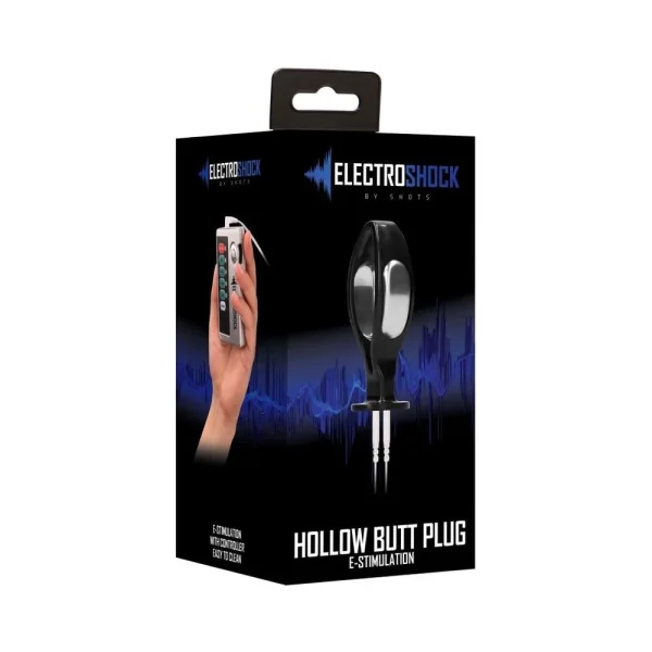 Shots Electroshock E-stim Hollow Butt Plug Black