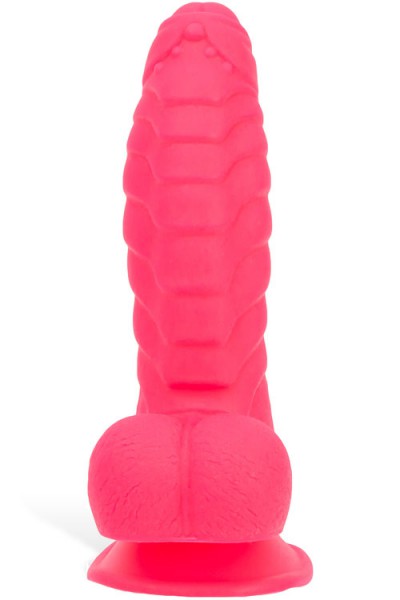 BMS Ribbed 7" Pink Silicone Dildo with Suction Base