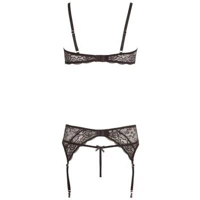 Serena Suspender Set With Gems Black Small
