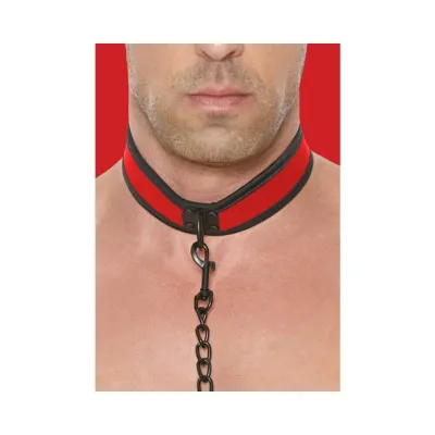 Puppy Play Neoprene Collar With Leash Red black
