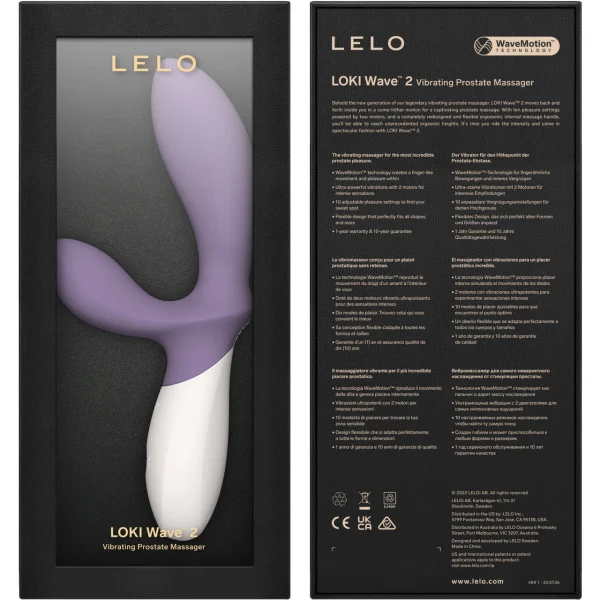 LELO LOKI WAVE 2 Rechargeable Waterproof Prostate Massager - Violet Dust