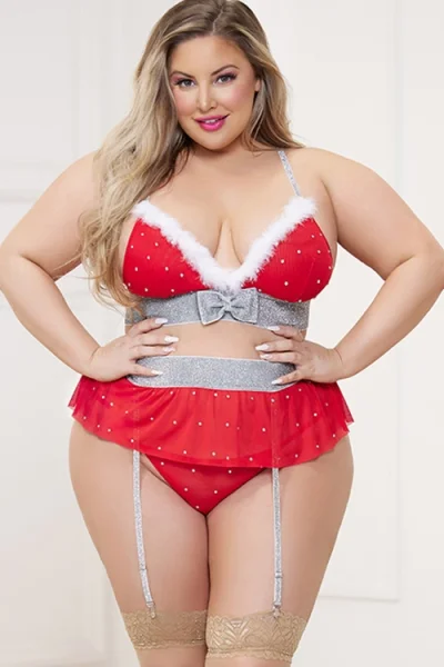 Seven Til Midnight Christmas Winter Wonderland Three Piece Bra Set