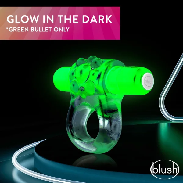 Cockring W/Clit Stimulator - Play With Me Teaser Vibrating C-Ring Green - Blush Novelties