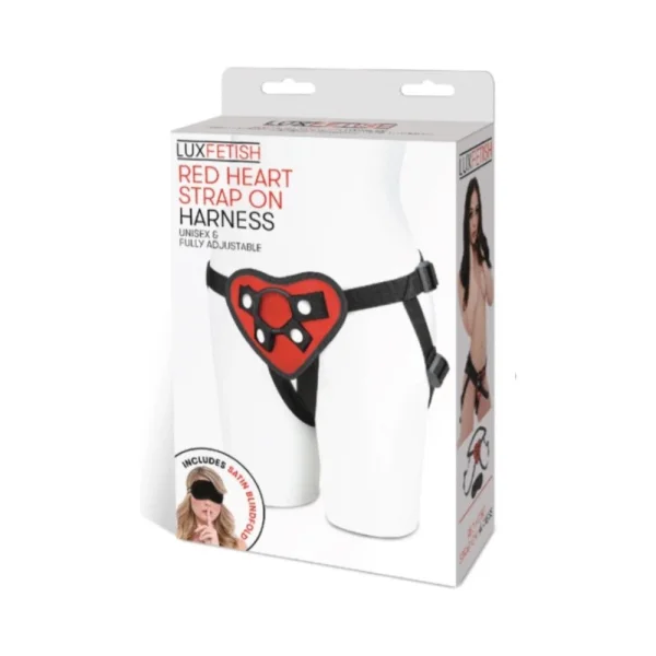 Lux Fetish Red Heart Strap On Harness O/S