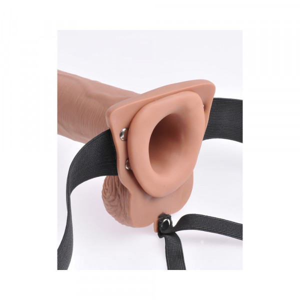 Fetish Fantasy 10in Hollow Rechargeable Strap-on With Remote, Tan