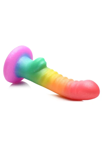 Simply Sweet Ribbed Rainbow 6.6" Silicone Suction Cup Dildo
