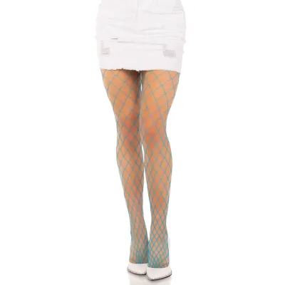 Spandex Diamond Net Tights One Size Neon Blue