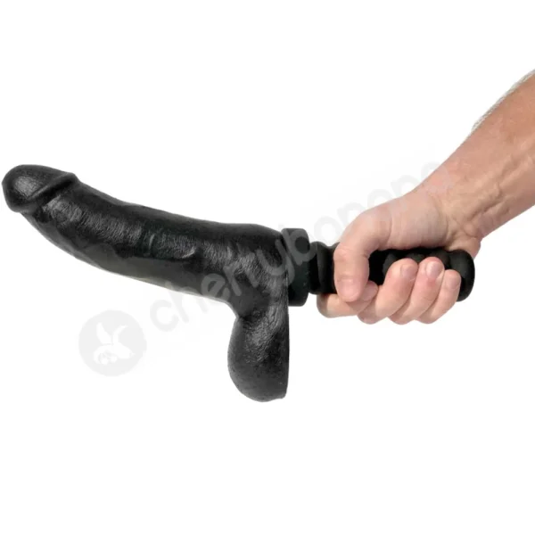 Boneyard Cock 8" Black Dong With Suction Cup & Handle Extensions