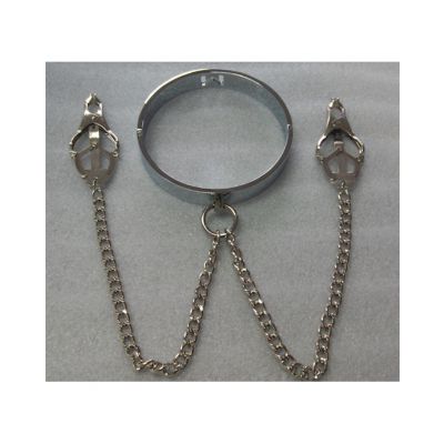 Metal Slave Collar With Nipple Clamps