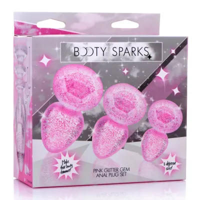 Anal Plug Glitter Gem Anal Plug Set Pink