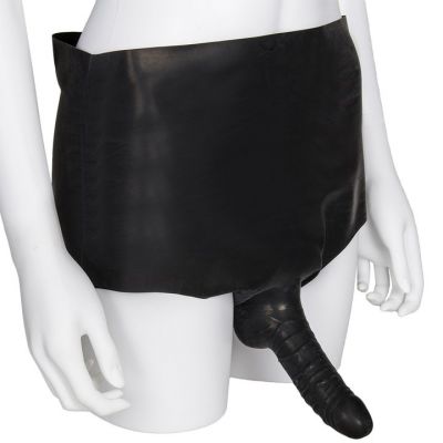 Bondara Siren Black Latex Strap On Briefs 6 Inch