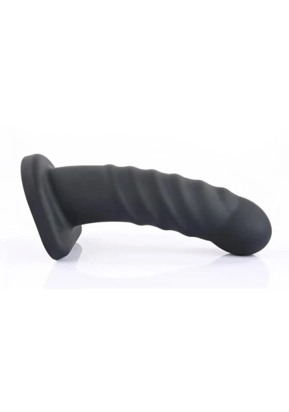 Merge Collection Banx 8" Silicone Ribbed Hollow Dildo By Sportsheets - Black