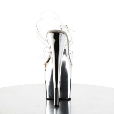 TABOO 708 7 1 2 Heel 3 1 2 Slv Chrome PF Ankle Strap Sandal