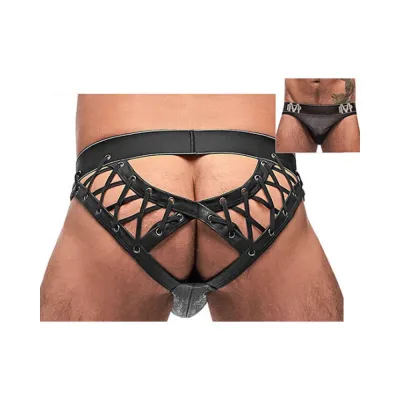 Male Power Black Ice Lace Up Moonshine Black L xl