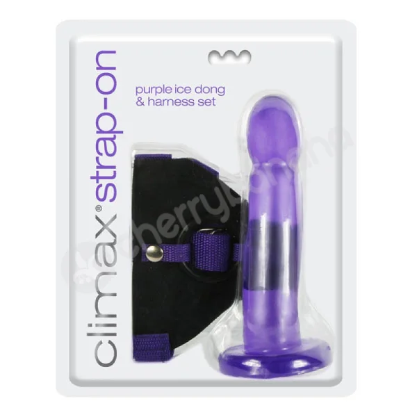 Climax Strap-on - Purple Ice Dong & Harness Set