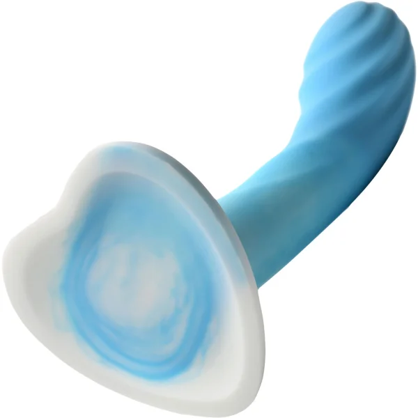 Simply Sweet Rippled 7" Silicone G-Spot Suction Cup Dildo - Blue & White