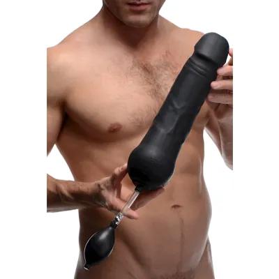 Tom Of Finland Tom s Inflatable Silicone Dildo Black 12 7 Inch