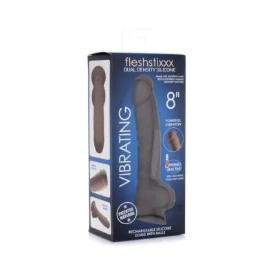 Fleshstixxx Vibrating Rechargeable Dong 8 In Brown