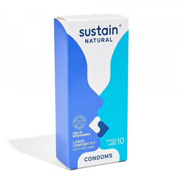 Sustain Comfort Fit Large Size Vegan Condoms | 10-Pack