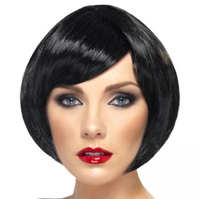 Sultry Black Bob Side Fringe Wig