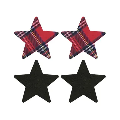 Schoolgirl Star Pasties Black red