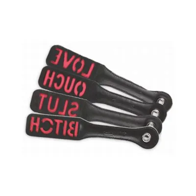 Leather 12 Inch Imprinted Slapper Slut Slut