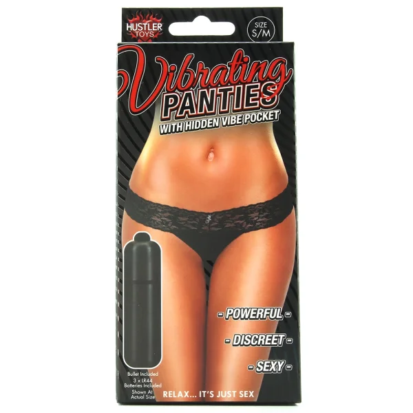 Hustler Vib Lace Thong Black S/M