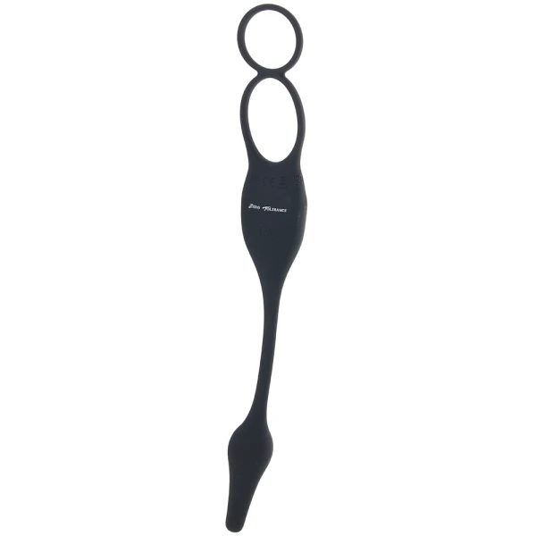 Zero Tolerance Plug & Tug Silicone Vibrating Anal Plug & Perineum Massager With Cock & Ball Rings - Black