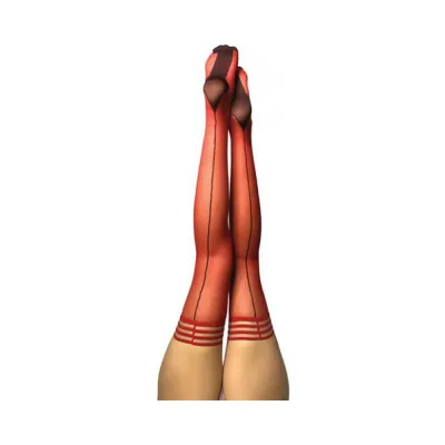 Kixies Monica Red Sheer With Black Seam And Cuban Heel Size B
